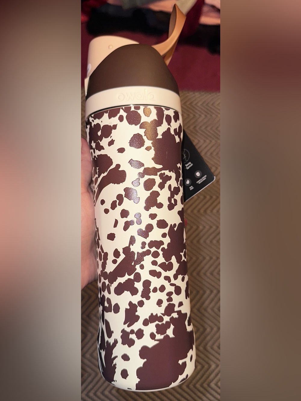 Owala Brown Cow Print Insulated Water Bottle - Brown